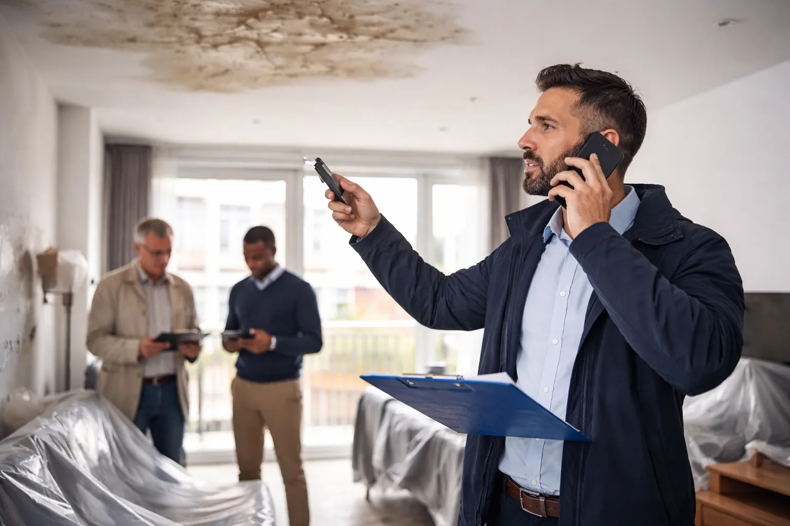 Perito evaluando una casa después de un siniestro