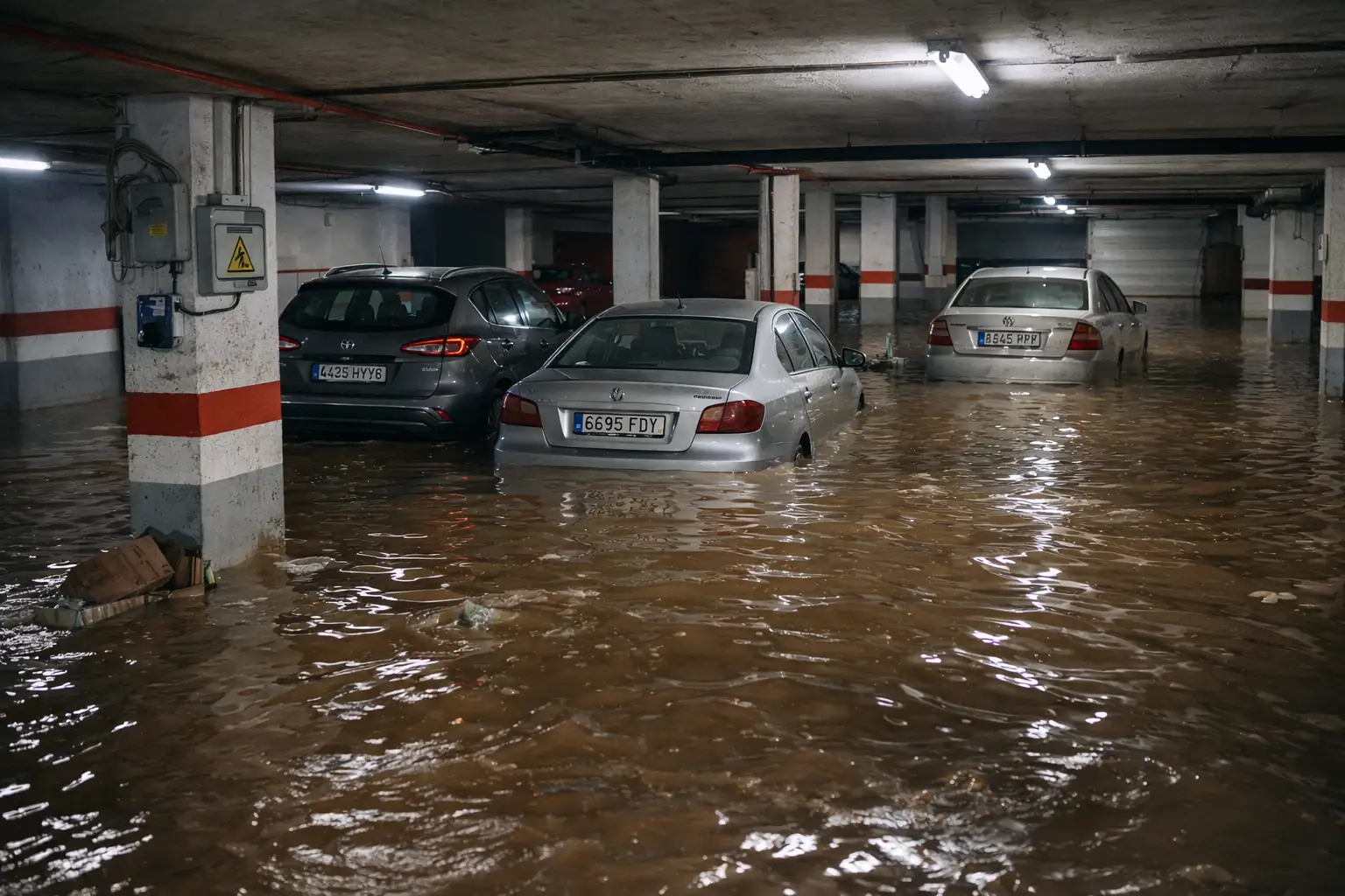 Graje inundando en Andalucia con varios coches afectados
